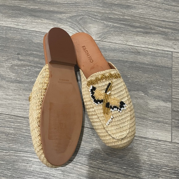 Farm Rio Tucan Raffia Mule size 6 colour beige New - Picture 3 of 5